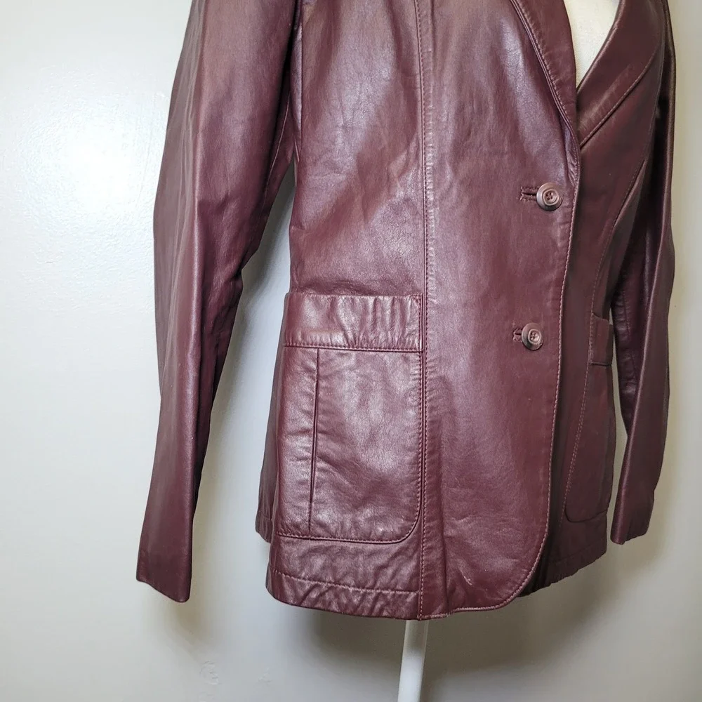 Wilsons‎ Leather Jacket Maroon Burgundy Wine Womens 14 Vintage